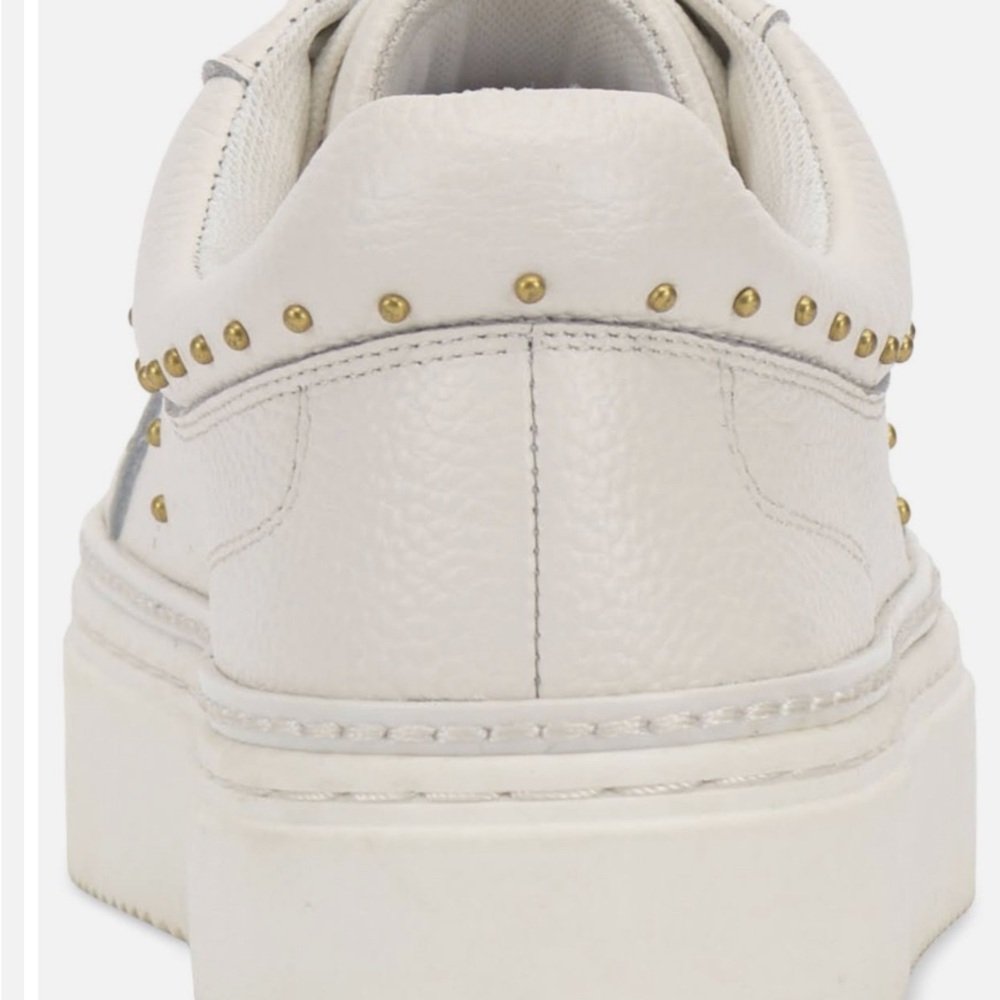 Vince Camuto White Platform Sneaker with Gold Studs - Picture 2 of 4